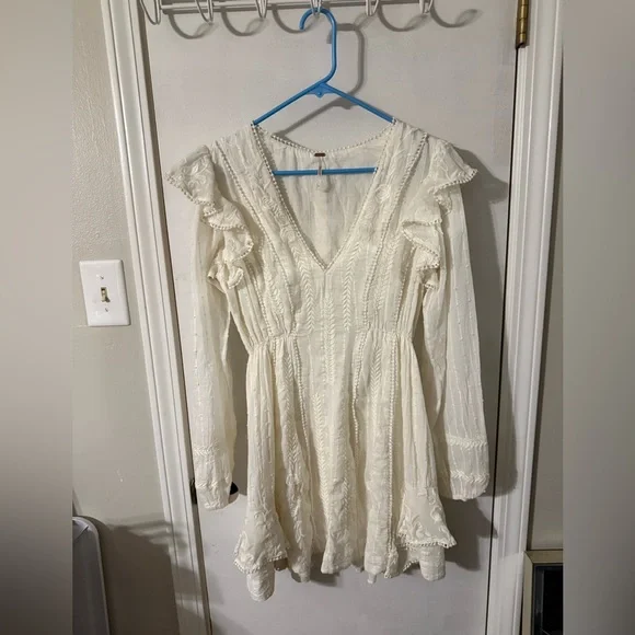 Free People Ivory Ruffle Mini Dress - Picture 1 of 2
